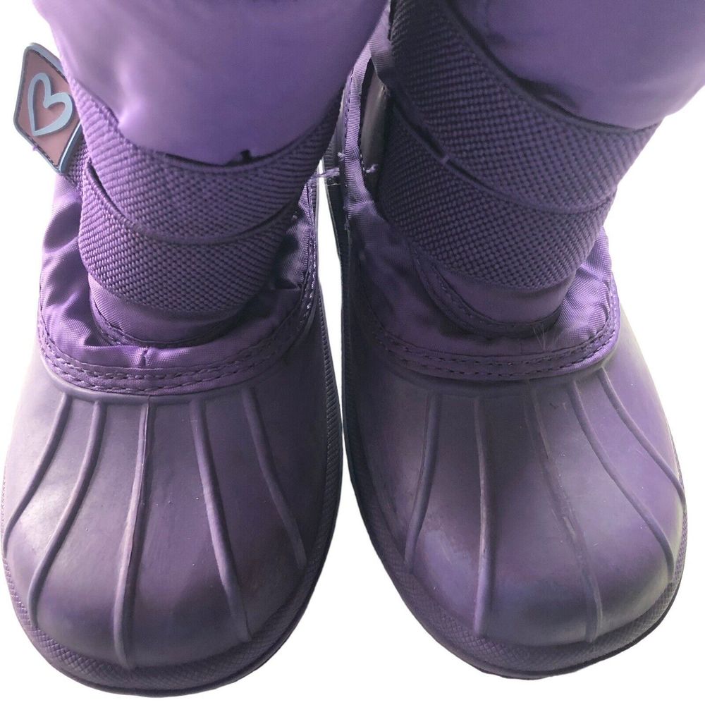 Girls Size 12 Lined Snow Boots Purple Thermolite Purple Faux Fur Winter Boots - Picture 3 of 9
